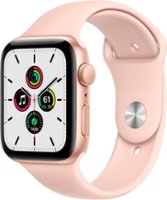 Apple Watch SE (GPS) 44mm Gold Aluminum Case with Pink Sand Sport Band - Gold - Front_Zoom