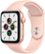 Front Zoom. Apple Watch SE (GPS) 44mm Gold Aluminum Case with Pink Sand Sport Band - Gold.