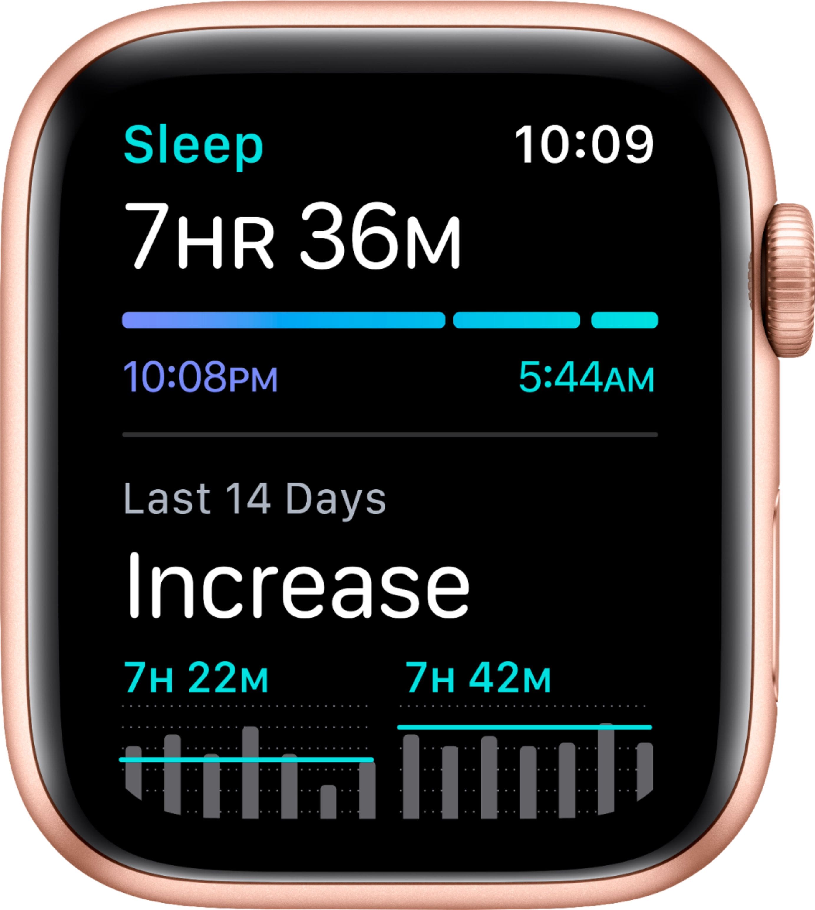 Alt View 14. Apple - Apple Watch SE (GPS) 44mm Gold Aluminum Case with Pink Sand Sport Band - Gold.