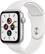 Front. Apple - Apple Watch SE (GPS) 44mm Silver Aluminum Case with White Sport Band - Silver.