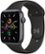 Front Zoom. Apple Watch SE (GPS) 44mm Space Gray Aluminum Case with Black Sport Band - Space Gray.