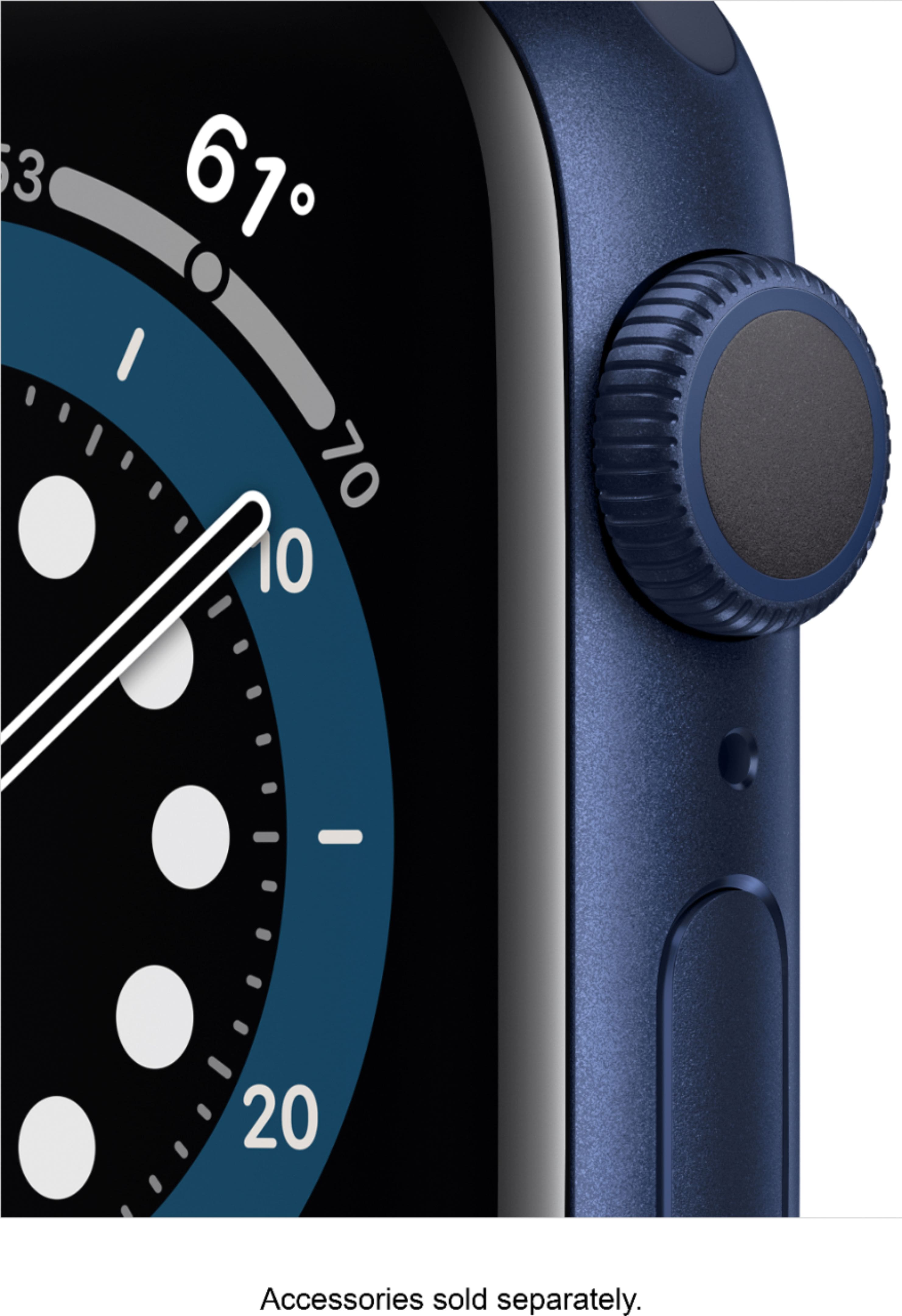 Alt View 11. Apple - Apple Watch Series 6 (GPS) 40mm Aluminum Case with Deep Navy Sport Band - Blue.