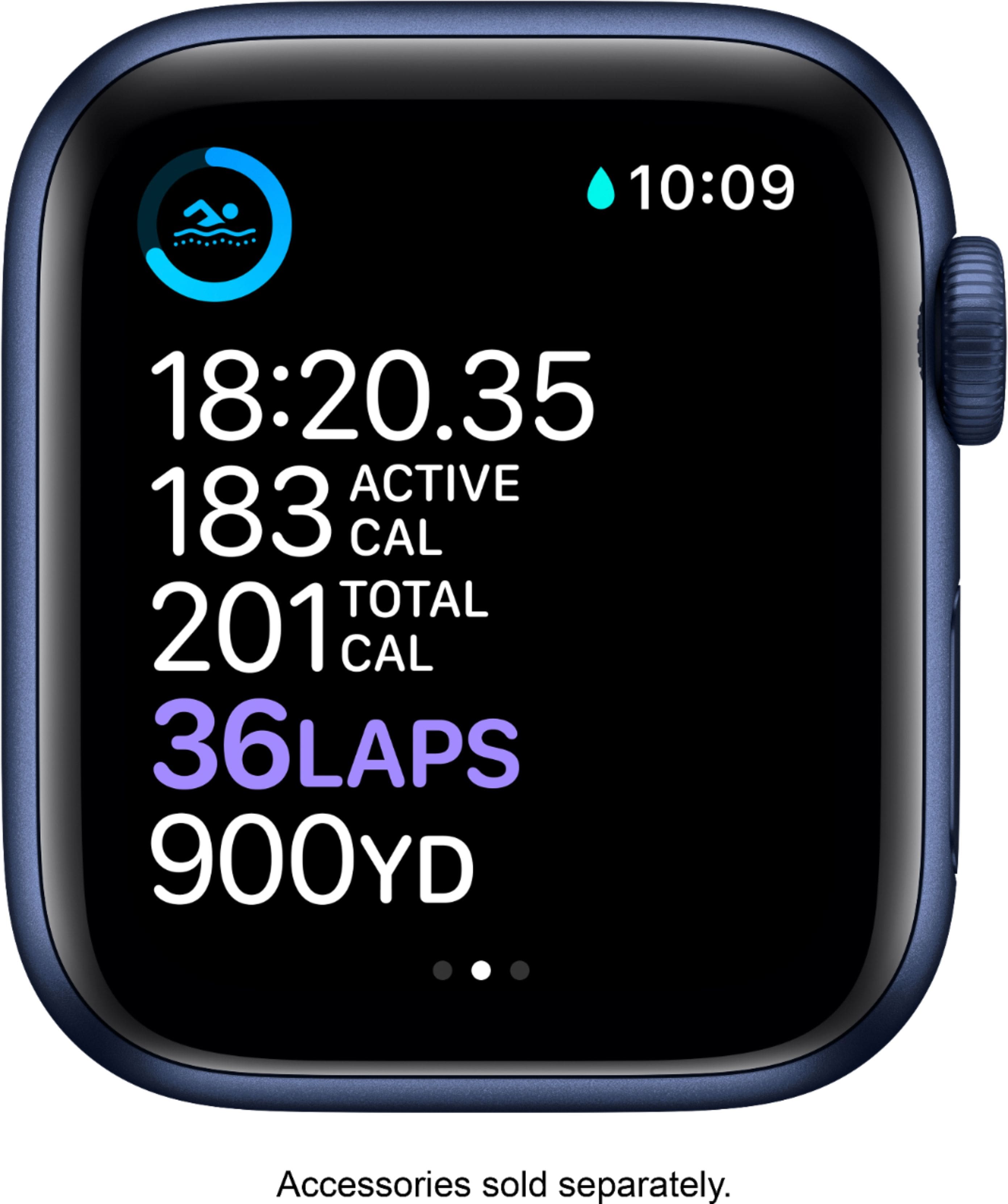Alt View 13. Apple - Apple Watch Series 6 (GPS) 40mm Aluminum Case with Deep Navy Sport Band - Blue.