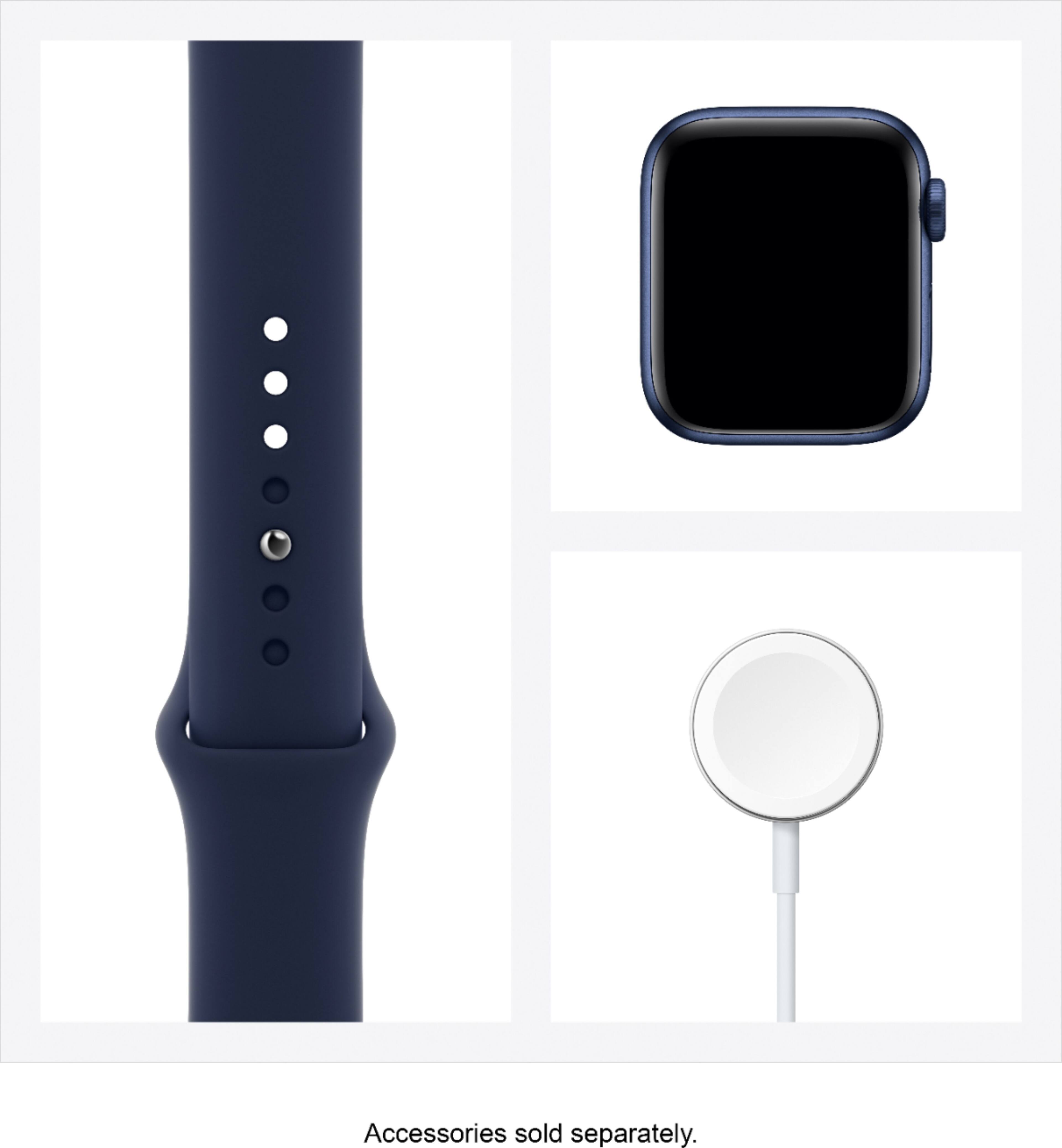 Alt View 15. Apple - Apple Watch Series 6 (GPS) 40mm Aluminum Case with Deep Navy Sport Band - Blue.