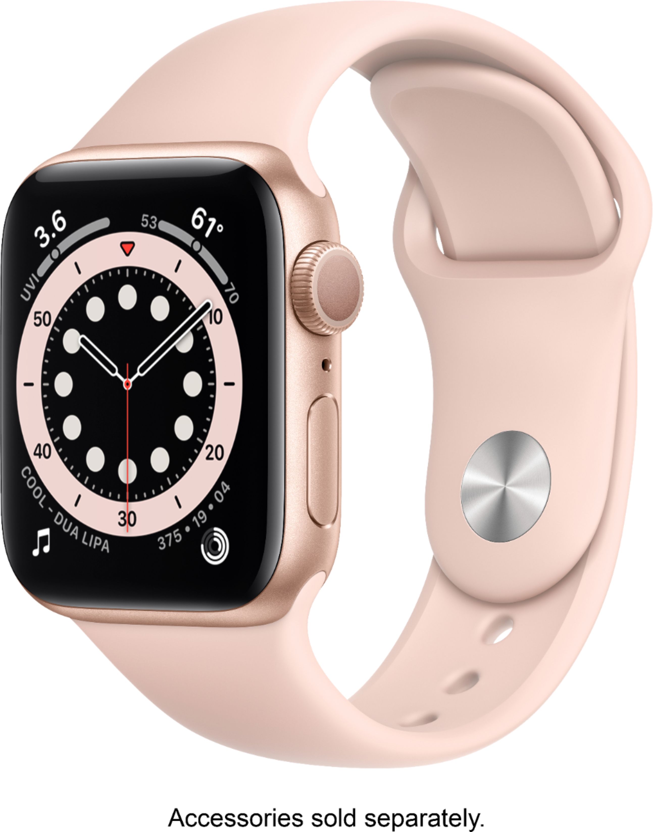 Apple Watch Series 6 (GPS) 40mm Gold Aluminum Case with Pink Sand Sport Band - Gold