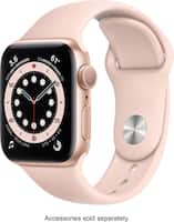 Apple Watch Series 6 (GPS) 40mm Gold Aluminum Case with Pink Sand Sport Band - Gold - Front_Zoom