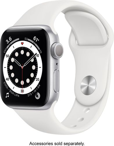 Apple Watch Series 6 (GPS) 40mm Silver Aluminum Case with White Sport Band - Silver
