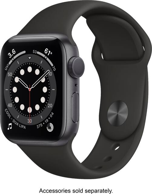 Apple Watch Series 6 Gps 40mm Space Gray Aluminum Case With Black Sport Band Space Gray Mg133ll A Best Buy