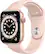 Front. Apple - Apple Watch Series 6 (GPS) 44mm Gold Aluminum Case with Pink Sand Sport Band - Gold.