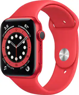 Refurbished Excellent - Apple Watch Series 6 (GPS) 44mm Aluminum Case with Red Sport Band - (PRODUCT)RED - (2020)