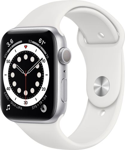 Apple Watch Series 6 (GPS) 44mm Silver Aluminum Case with White Sport Band - Silver