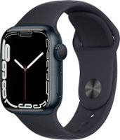 Apple Watch Series 7 (GPS) 41mm Midnight Aluminum Case with Midnight Sport Band - Midnight - Front_Zoom