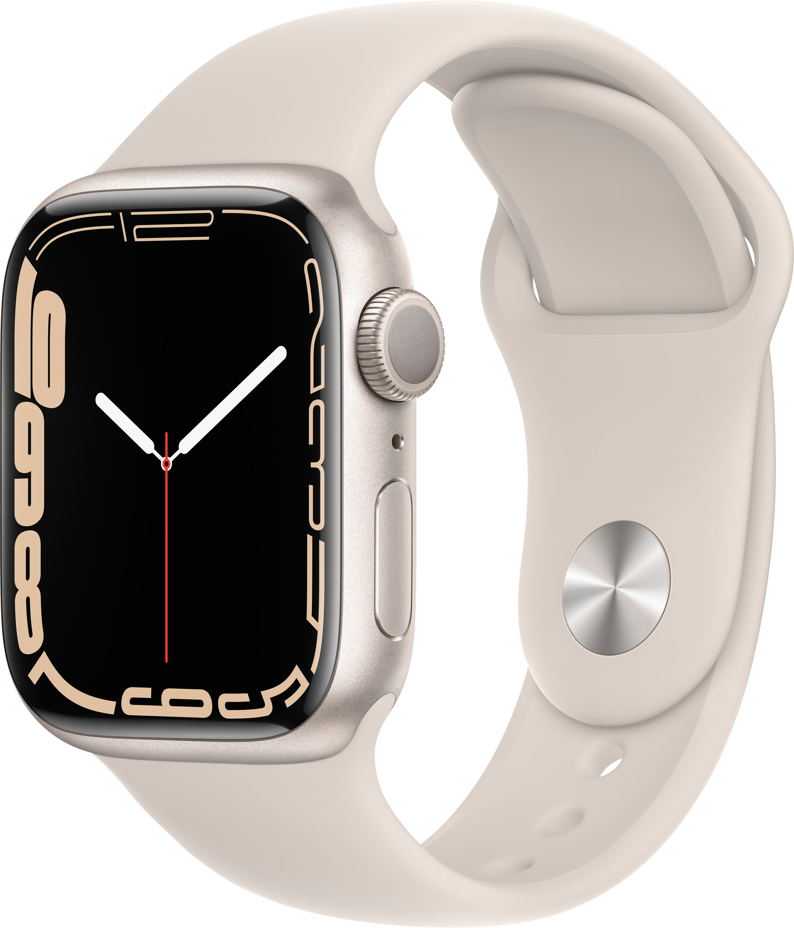 Zoom in on Front Zoom. Apple Watch Series 7 (GPS) 41mm Starlight Aluminum Case with Starlight Sport Band - Starlight.