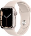 Front Zoom. Apple Watch Series 7 (GPS) 41mm Starlight Aluminum Case with Starlight Sport Band - Starlight.