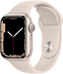 Front Zoom. Apple Watch Series 7 (GPS) 41mm Aluminum Case with Starlight Sport Band - Starlight.
