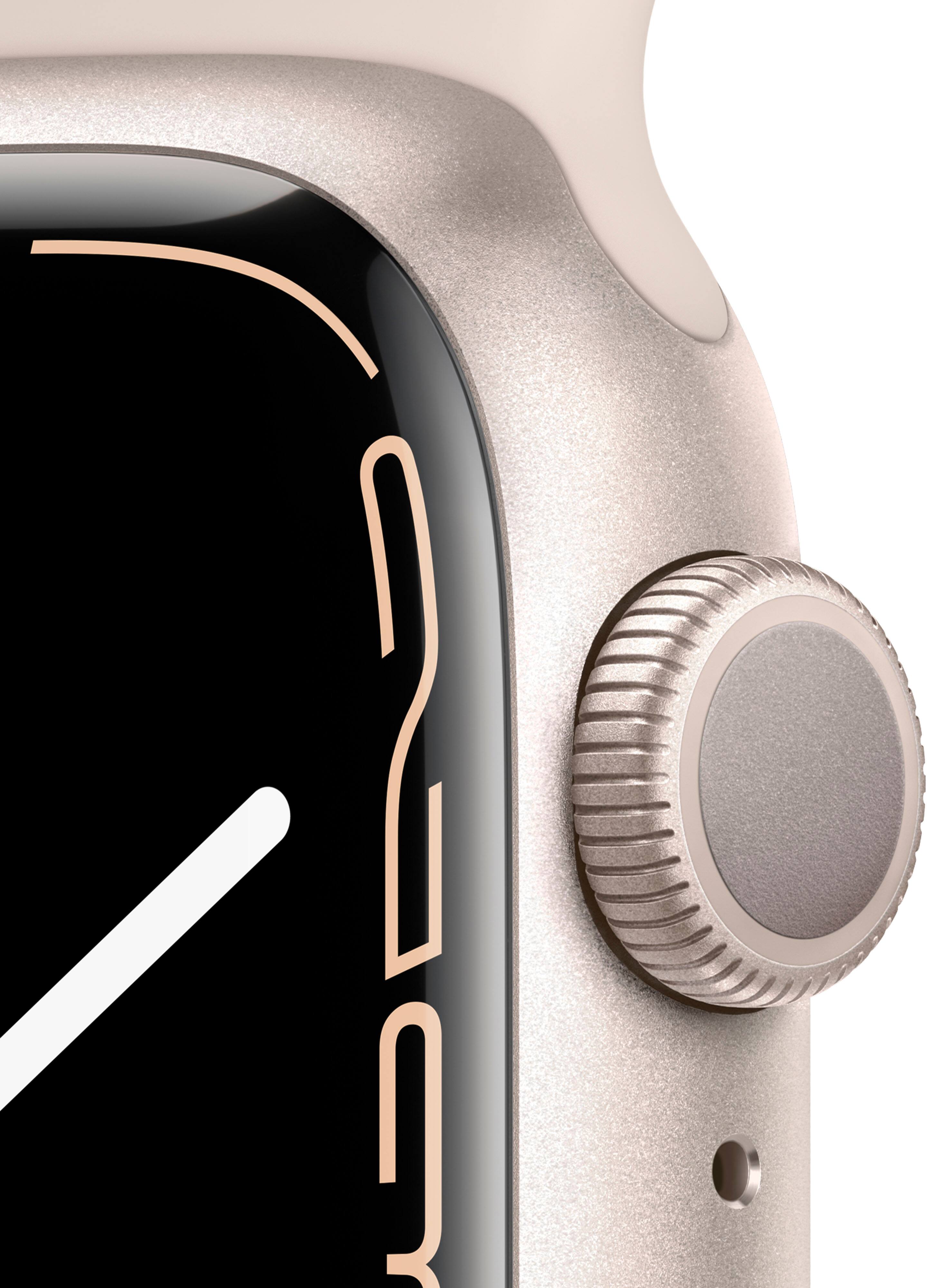Alt View 12. Apple - Apple Watch Series 7 (GPS) 41mm Aluminum Case with Starlight Sport Band - Starlight.