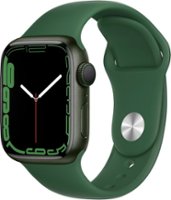 Apple Watch Series 7 (GPS) 41mm Green Aluminum Case with Clover Sport Band - Green - Front_Zoom