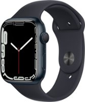 Apple Watch Series 7 (GPS) 45mm Midnight Aluminum Case with Midnight Sport Band - Midnight - Front_Zoom