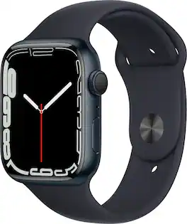 Refurbished Excellent - Apple Watch Series 7 (GPS) 45mm Aluminum Case with Midnight Sport Band - Midnight - (2021)