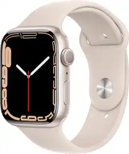 Refurbished Excellent - Apple Watch Series 7 (GPS) 45mm Aluminum Case with Starlight Sport Band - Starlight - (2021)