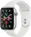 Front. Apple - Apple Watch Series 5 (GPS + Cellular) 44mm Silver Aluminum Case with White Sport Band.