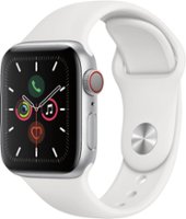 Apple Watch Series 5 (GPS + Cellular) 40mm Silver Aluminum Case with White Sport Band - Silver Aluminum - Front_Zoom