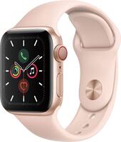 Apple - Apple Watch Series 5 (GPS + Cellular) 40mm Gold Aluminum Case with Pink Sand Sport Band - Gold Aluminum - Front_Zoom