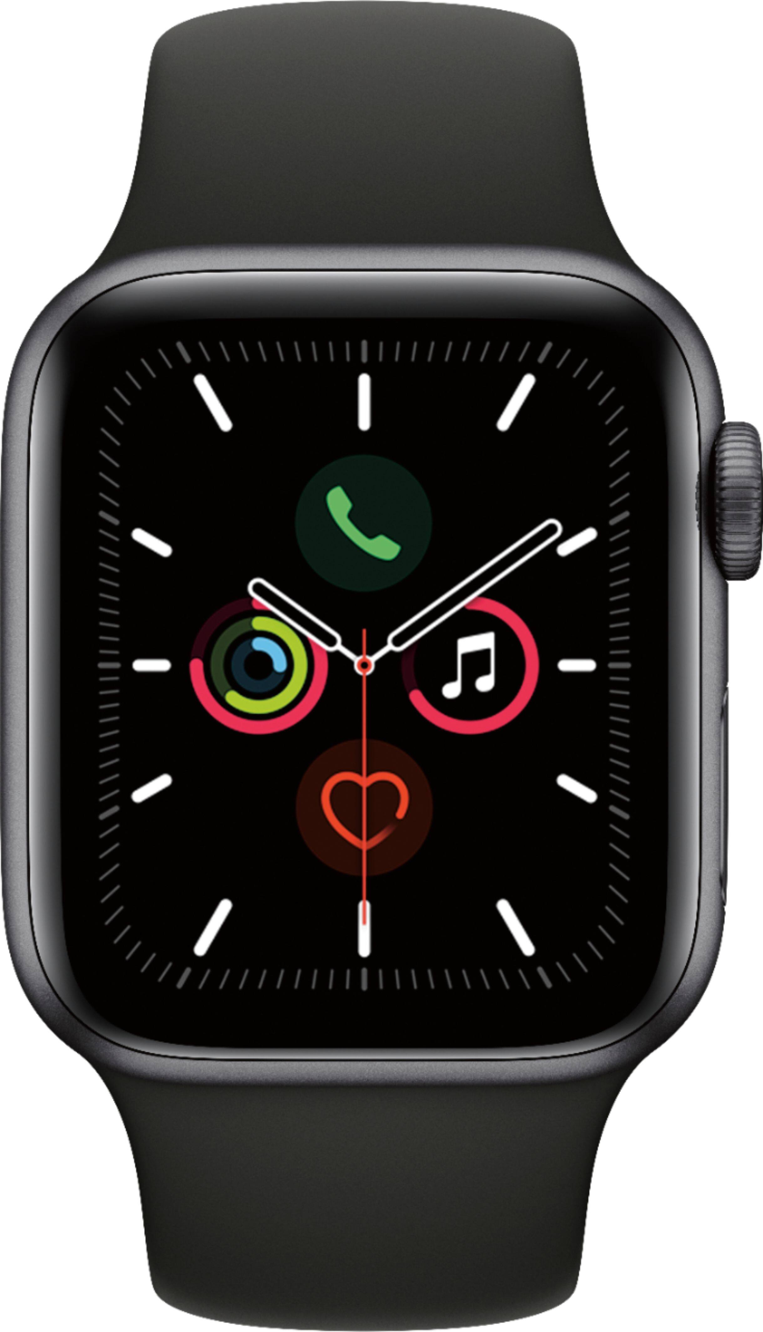 Alt View 17. Apple - Apple Watch Series 5 (GPS + Cellular) 40mm Space Gray Aluminum Case with Black Sport Band - Space Gray.