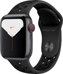 Apple Watch Nike Series 5 (GPS + Cellular) 40mm Aluminum Case with Anthracite/Black Nike Sport Band - Space Gray Aluminum - Front_Zoom
