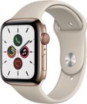 Front Zoom. Apple Watch Series 5 (GPS + Cellular) 44mm Gold Stainless Steel Case with Stone Sport Band - Gold Stainless Steel.