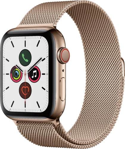 Apple Watch Series 5 (GPS + Cellular) 44mm Gold Stainless Steel Case with Gold Milanese Loop - Gold Stainless Steel