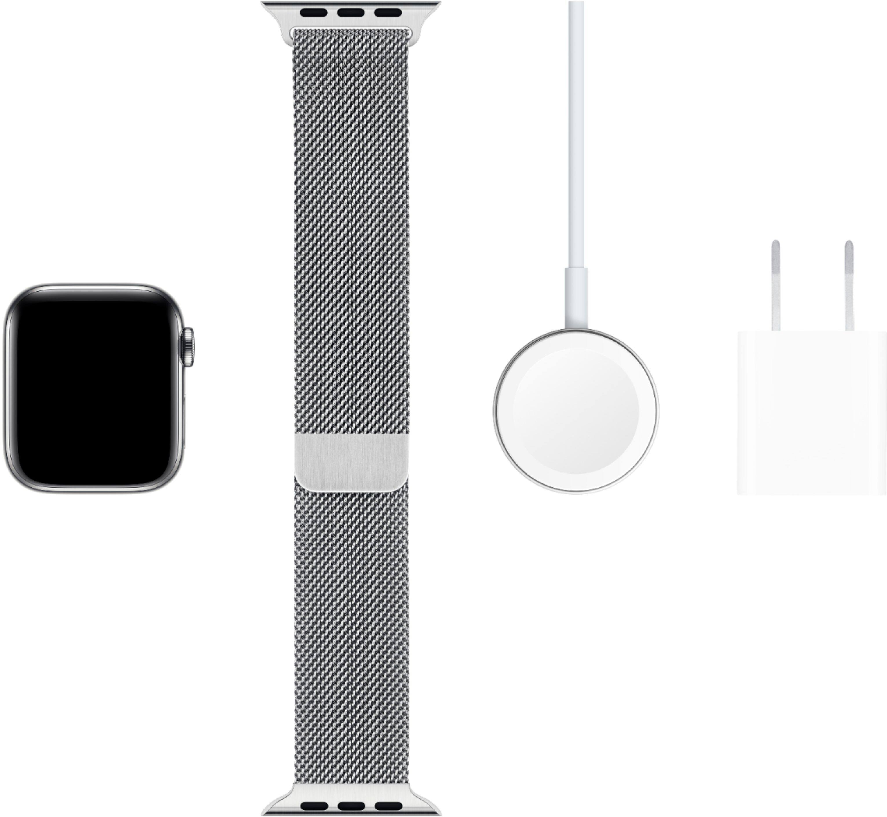 Alt View 15. Apple - Apple Watch Series 5 (GPS + Cellular) 40mm Stainless Steel Case with Stainless Steel Milanese Loop - Stainless Steel.