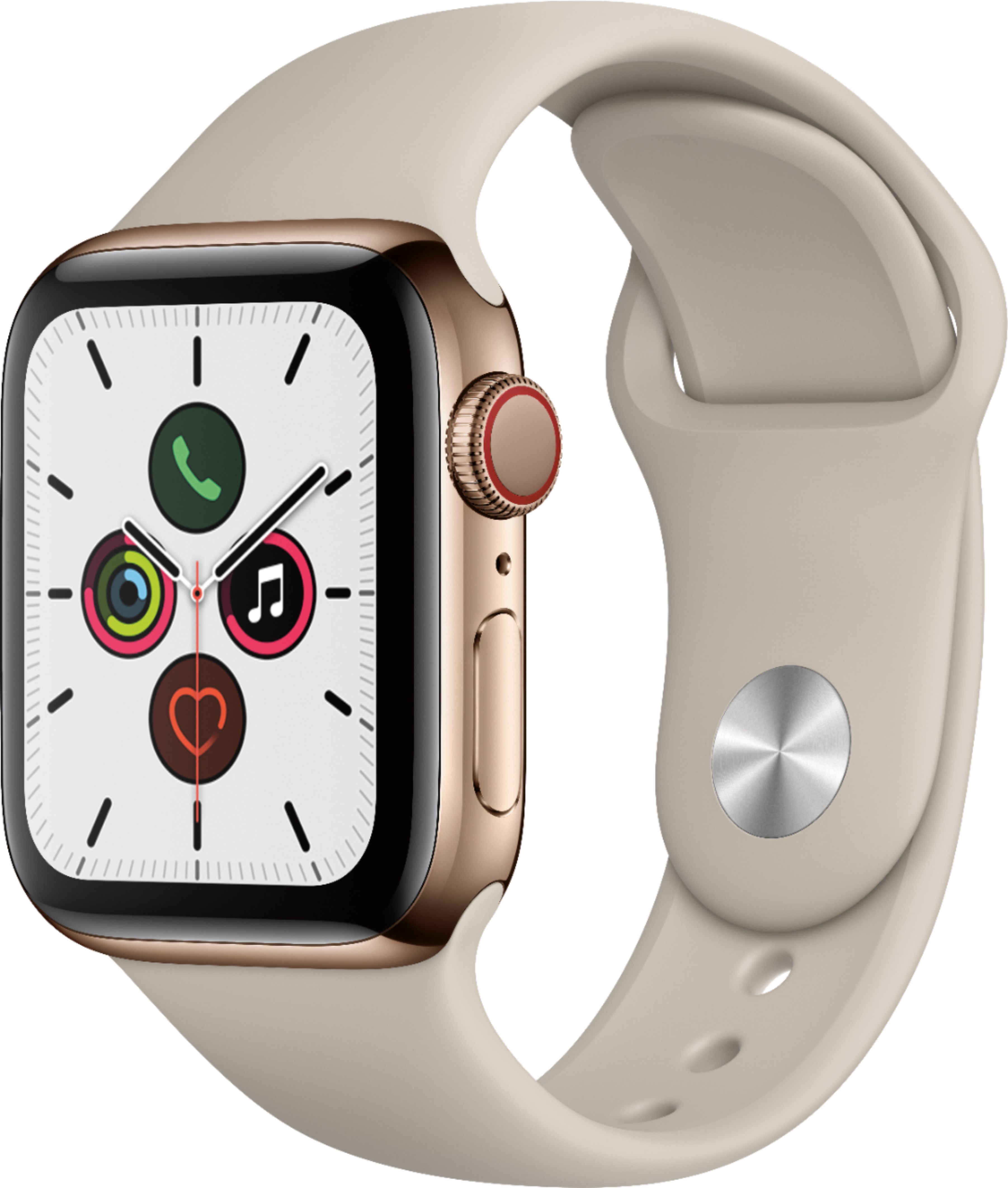 Apple Watch Series 5 (GPS + Cellular) 40mm Gold Stainless Steel Case with Stone Sport Band - Gold Stainless Steel