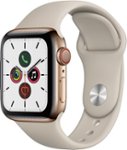 Front Zoom. Apple Watch Series 5 (GPS + Cellular) 40mm Stainless Steel Case with Stone Sport Band - Gold.