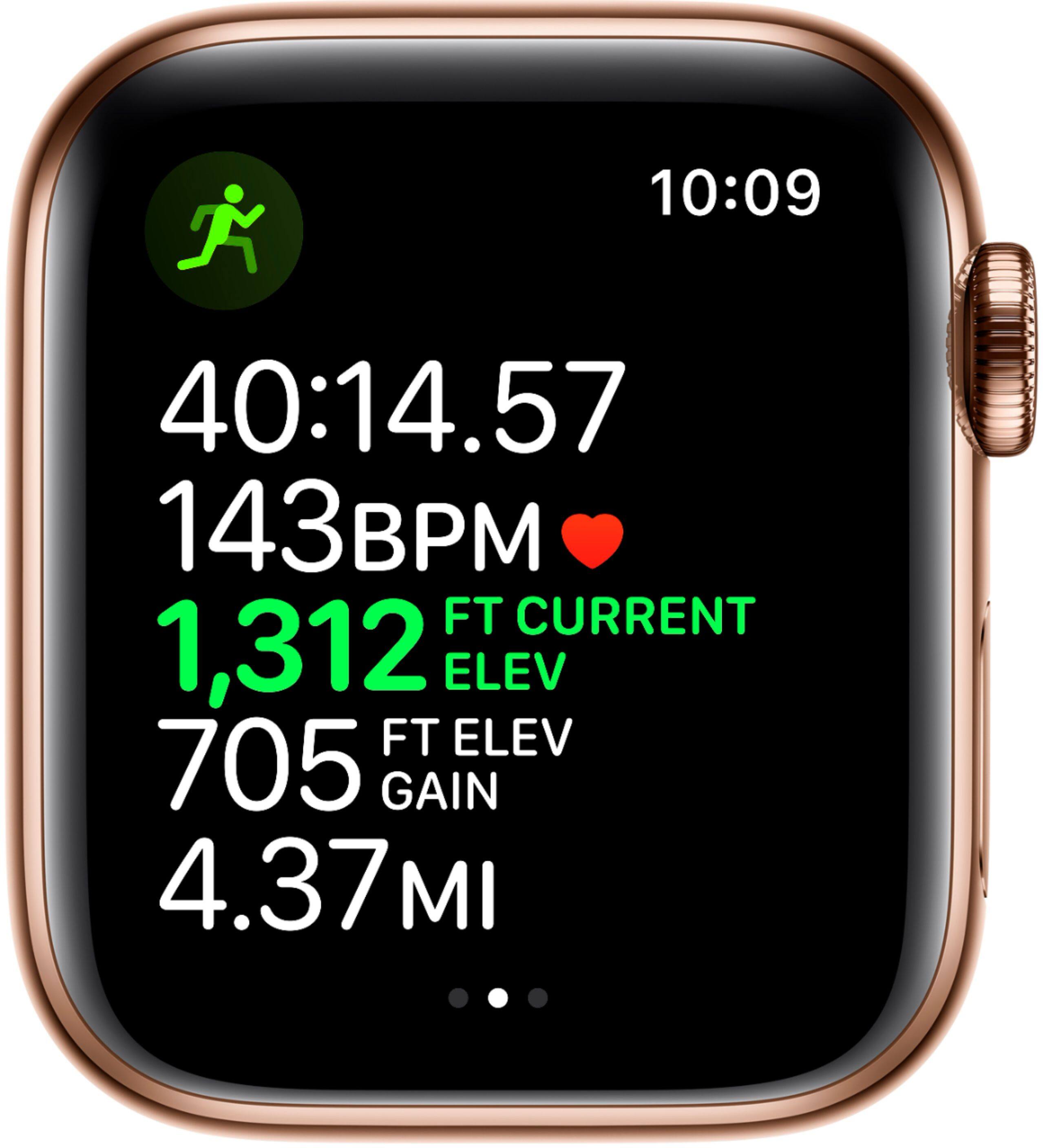 Alt View 13. Apple - Apple Watch Series 5 (GPS + Cellular) 40mm Stainless Steel Case with Stone Sport Band - Gold.