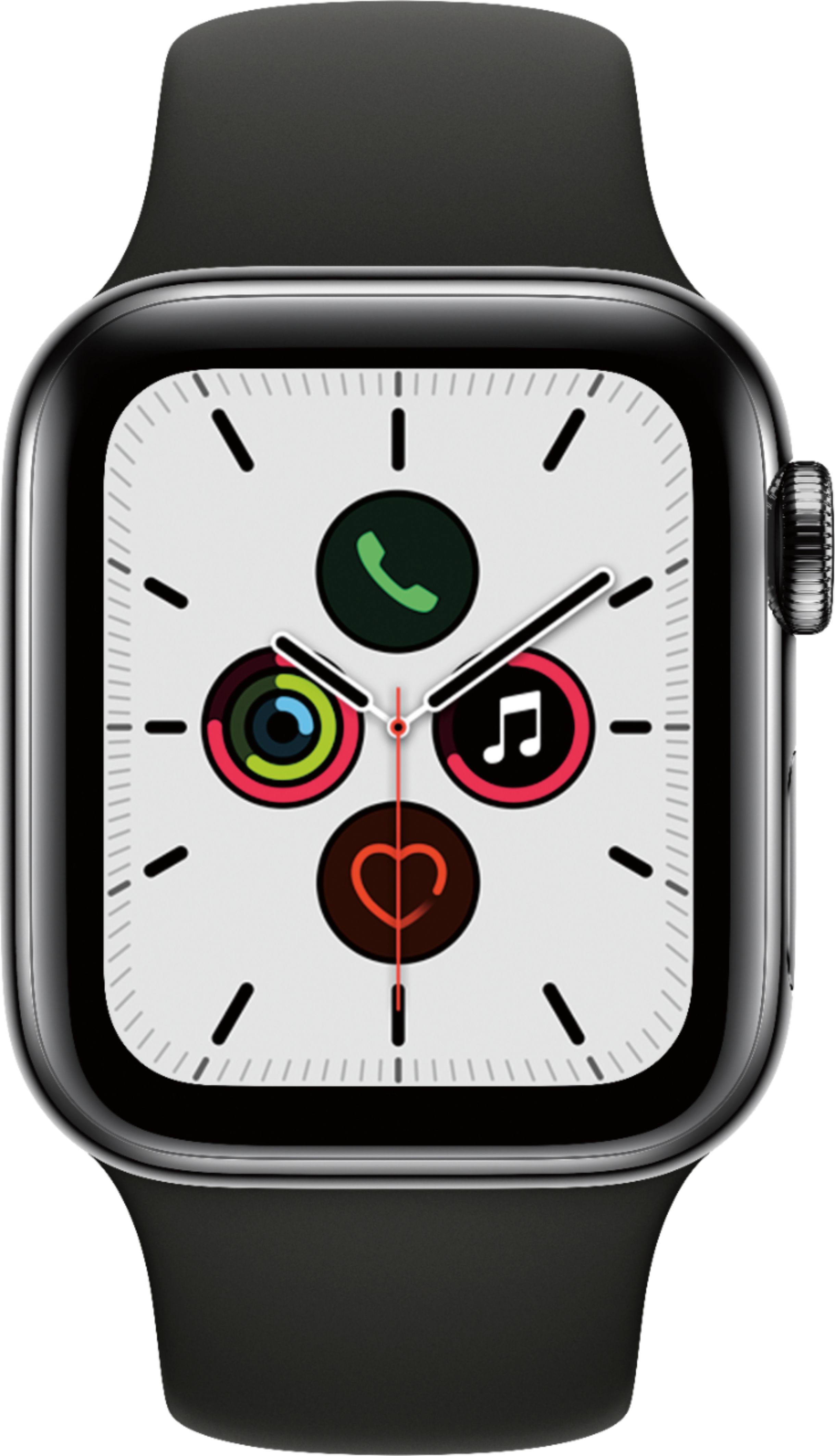 Apple Watch Series 5 (GPS + Cellular) 40mm Stainless Steel Case with Black  Sport Band Space Black Stainless Steel MWWW2LL/A - Best Buy