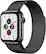 Front. Apple - Apple Watch Series 5 (GPS + Cellular) 40mm Stainless Steel Case with Space Black Milanese Loop - Space Black.