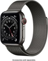 Apple Watch Series 6 (GPS + Cellular) 40mm Graphite Stainless Steel Case with Graphite Milanese Loop - Silver - Front_Zoom
