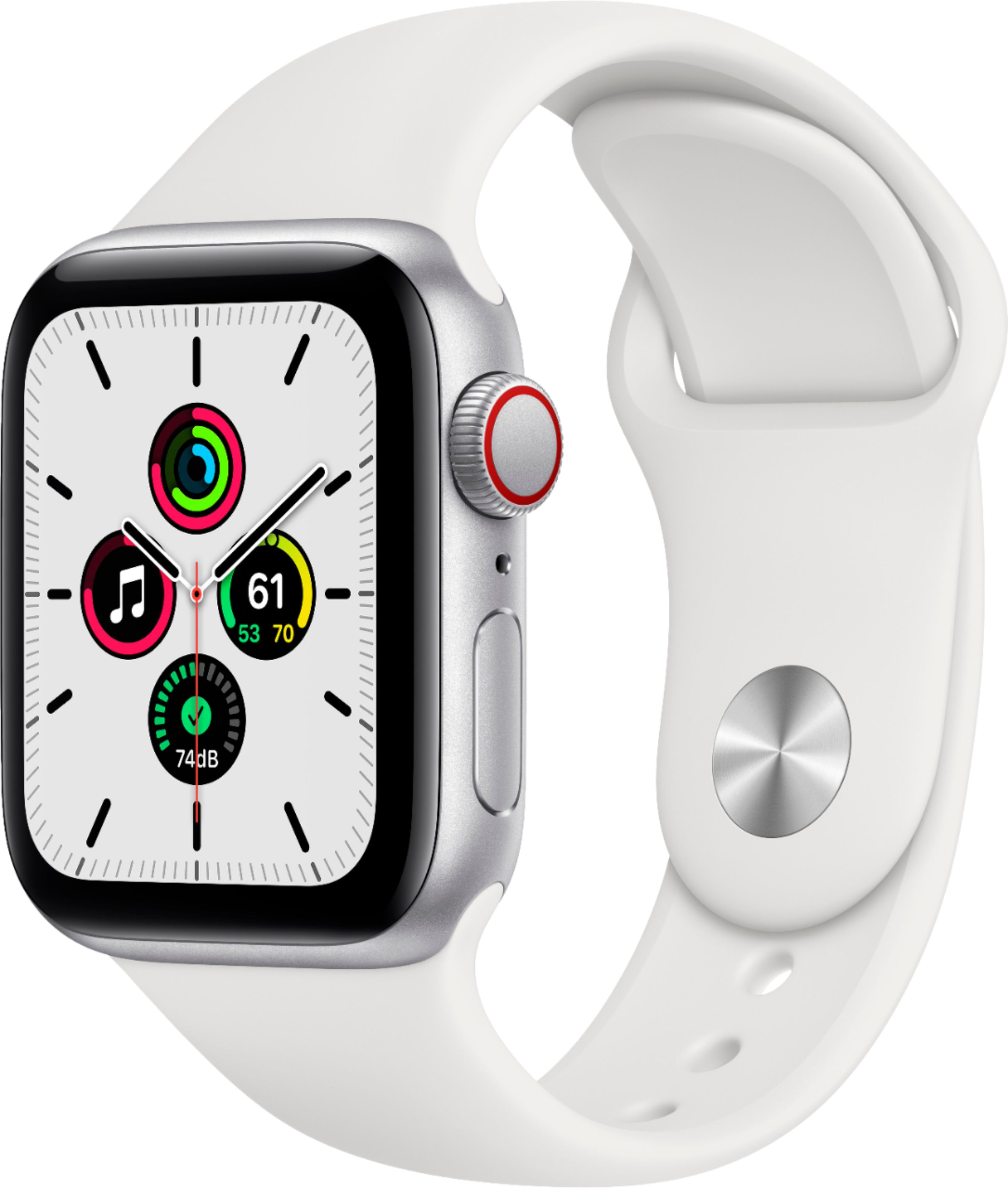 Best Buy: Apple Watch SE (GPS + Cellular) 40mm Silver Aluminum Case with  White Sport Band Silver MYE82LL/A