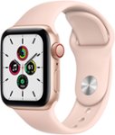 Front Zoom. Apple Watch SE (GPS + Cellular) 40mm Gold Aluminum Case with Pink Sand Sport Band - Gold.