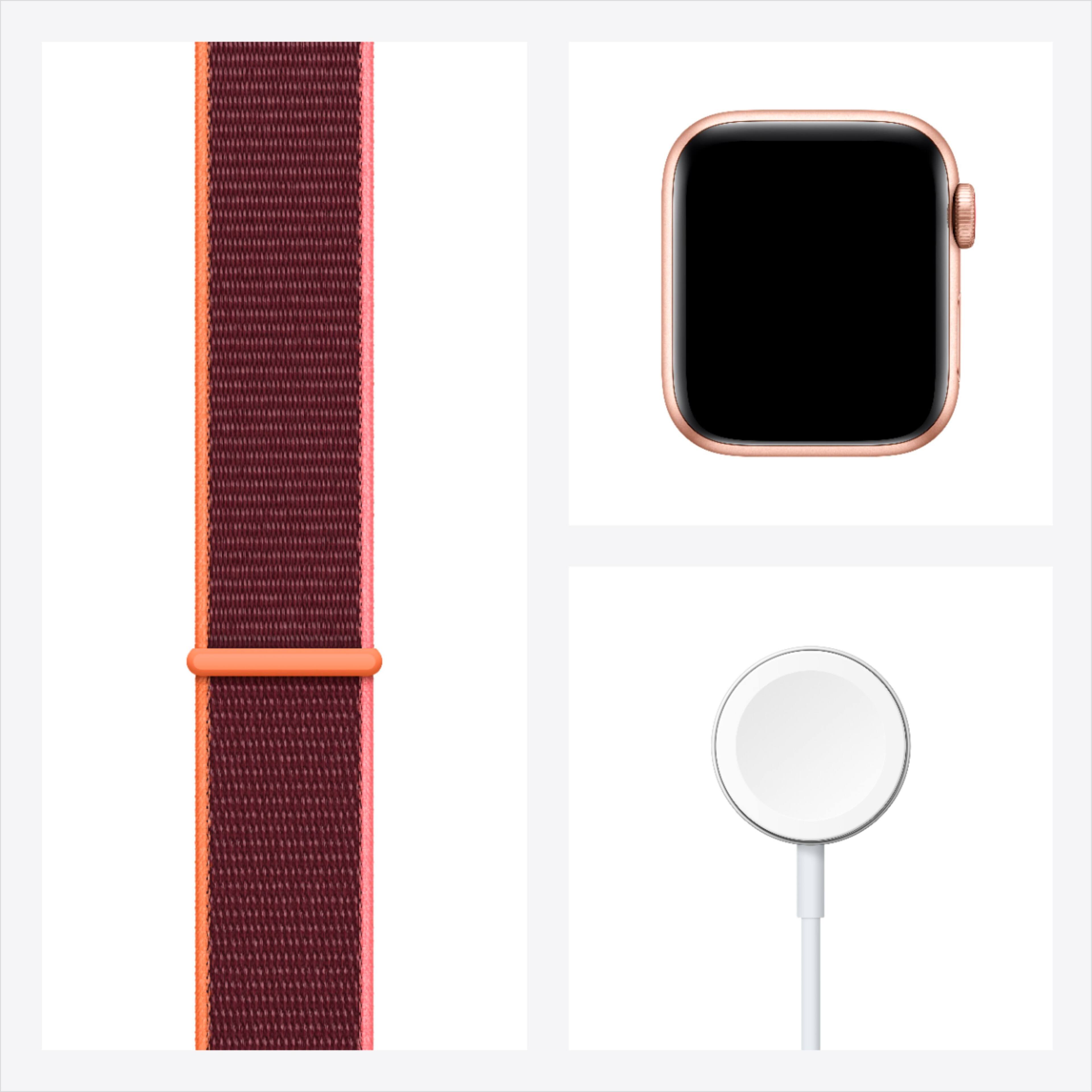 Alt View 16. Apple - Apple Watch SE (GPS + Cellular) 40mm Aluminum Case with Plum Sport Loop - Gold.