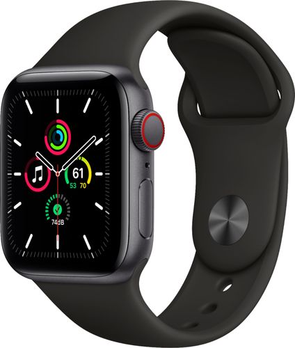 Apple Watch SE (GPS + Cellular) 40mm Space Gray Aluminum Case with Black Sport Band - Space Gray