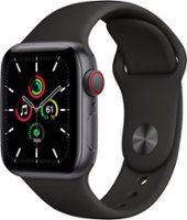 Apple Watch SE (1st Generation, GPS + Cellular) 40mm Space Gray Aluminum Case with Black Sport Band - Space Gray - Front_Zoom