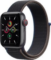 Apple Watch SE (GPS + Cellular) 40mm Space Gray Aluminum Case with Charcoal Sport Loop - Space Gray - Front_Zoom