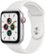 Front Zoom. Apple Watch SE (GPS + Cellular) 44mm Silver Aluminum Case with White Sport Band - Silver.