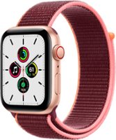 Apple Watch SE (1st Generation, GPS + Cellular) 44mm Aluminum Case with Plum Sport Loop - Gold - Front_Zoom