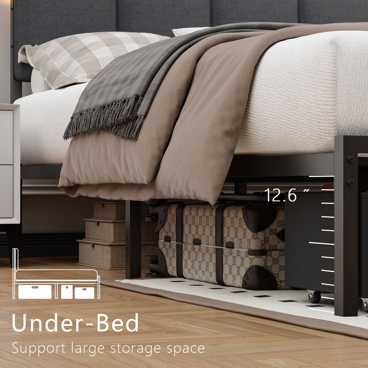 12.6" Under-Bed Support large storage space