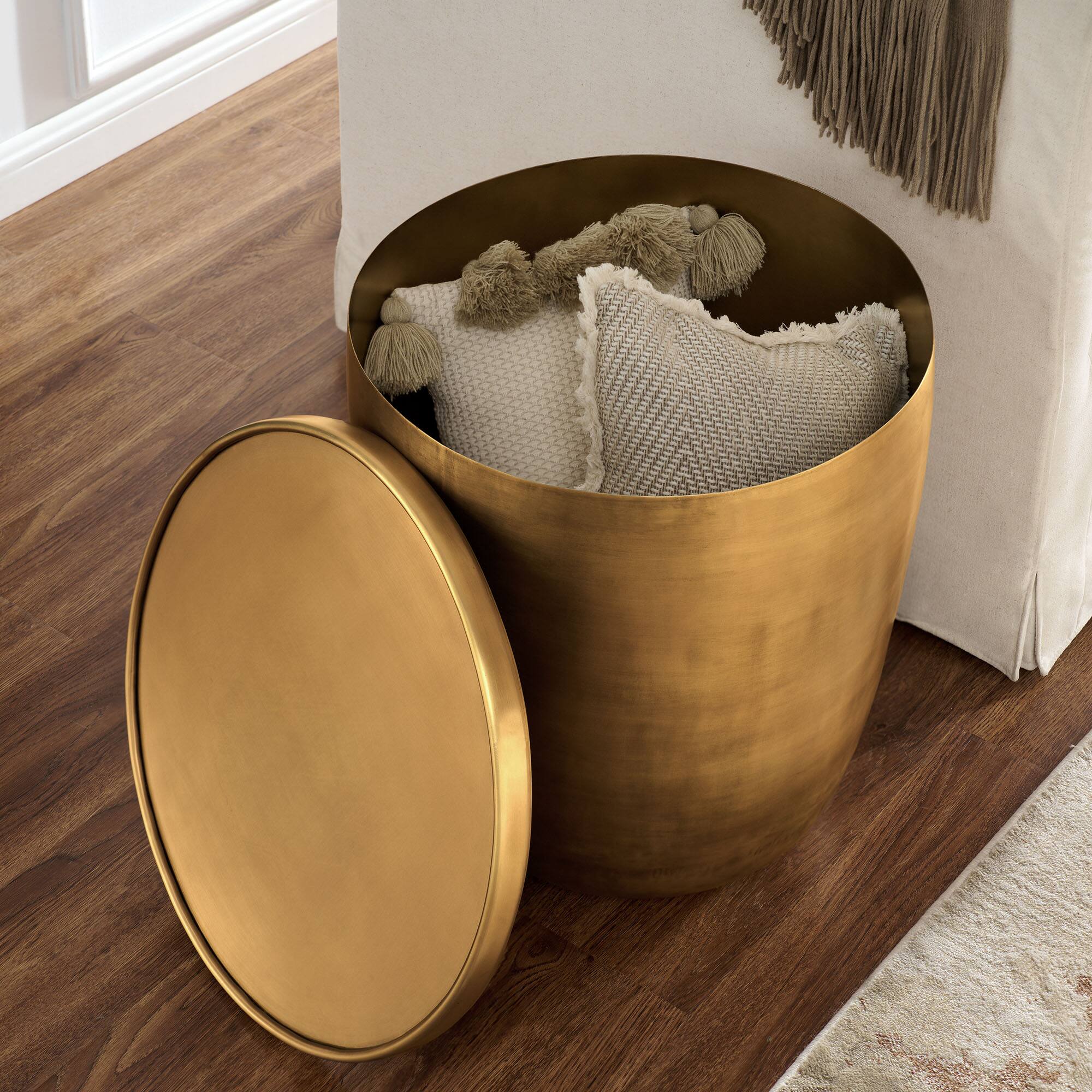 Alt View 1. Modway - Viora Metal Storage Side Table by Modway - Burnished Brass.