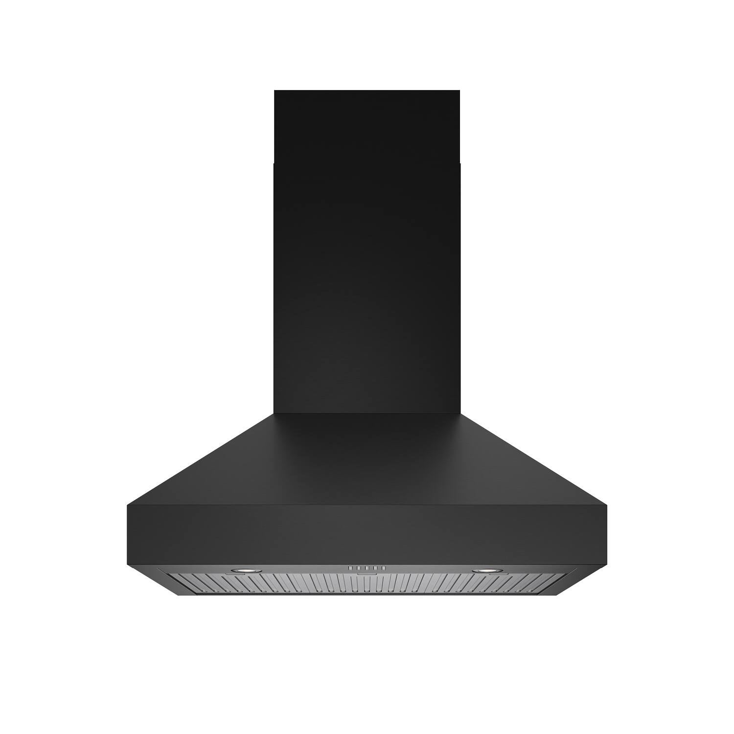 Angle. Thor Kitchen - 36 Inch Professional Wall Mount Pyramid Range Hood - Matte Black.