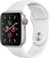 Apple - Apple Watch Series 5 (GPS + Cellular) 40mm Silver Aluminum Case with White Sport Band - Silver Aluminum (AT&T) - Front_Zoom